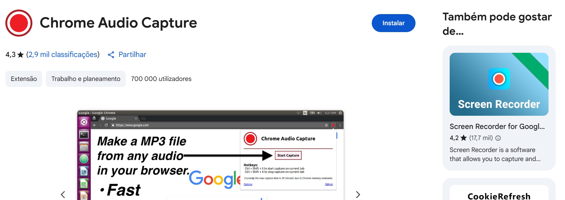 Chrome audio capture